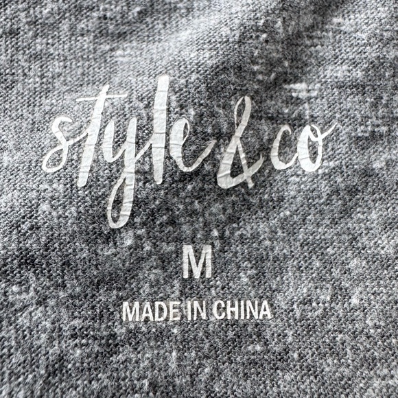 Style & Co. Short Sleeve Tee Shirt Heather Grey Medium Floral - Picture 7 of 11